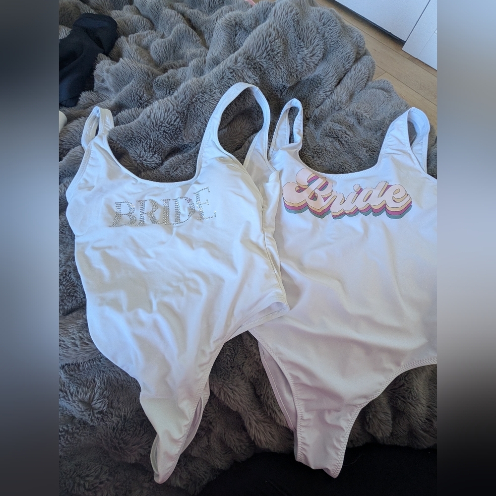 Bride One-Piece Swimsuits Rainbow Bling Wifey Wedding Bridal Party Shower
